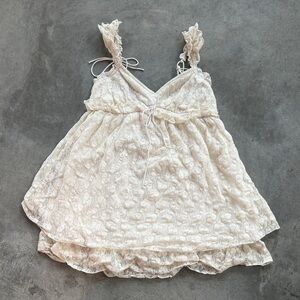 American Eagle Outfitters light yellow Lace babydoll mini dress